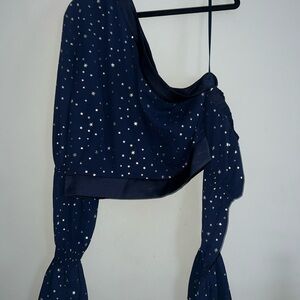 Bebe Navy Top with Gold Star Details